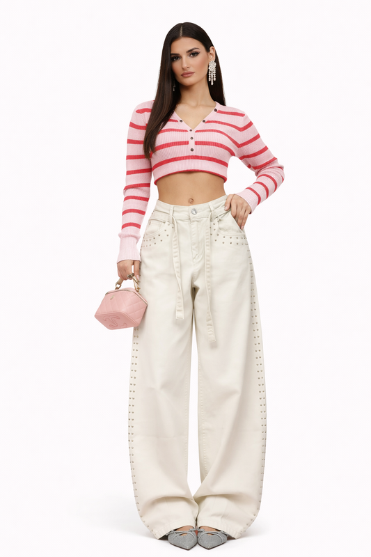Pantalon « Studded Ivory » Wide Leg