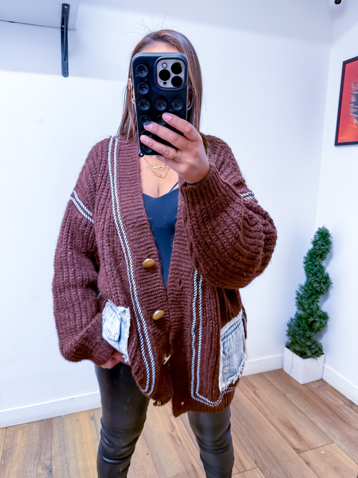 Cardigan Chunky Marron
