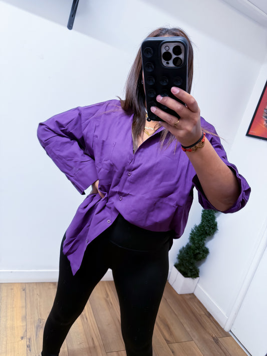 Chemise oversize prune 100% coton exclusivité Mûzâ