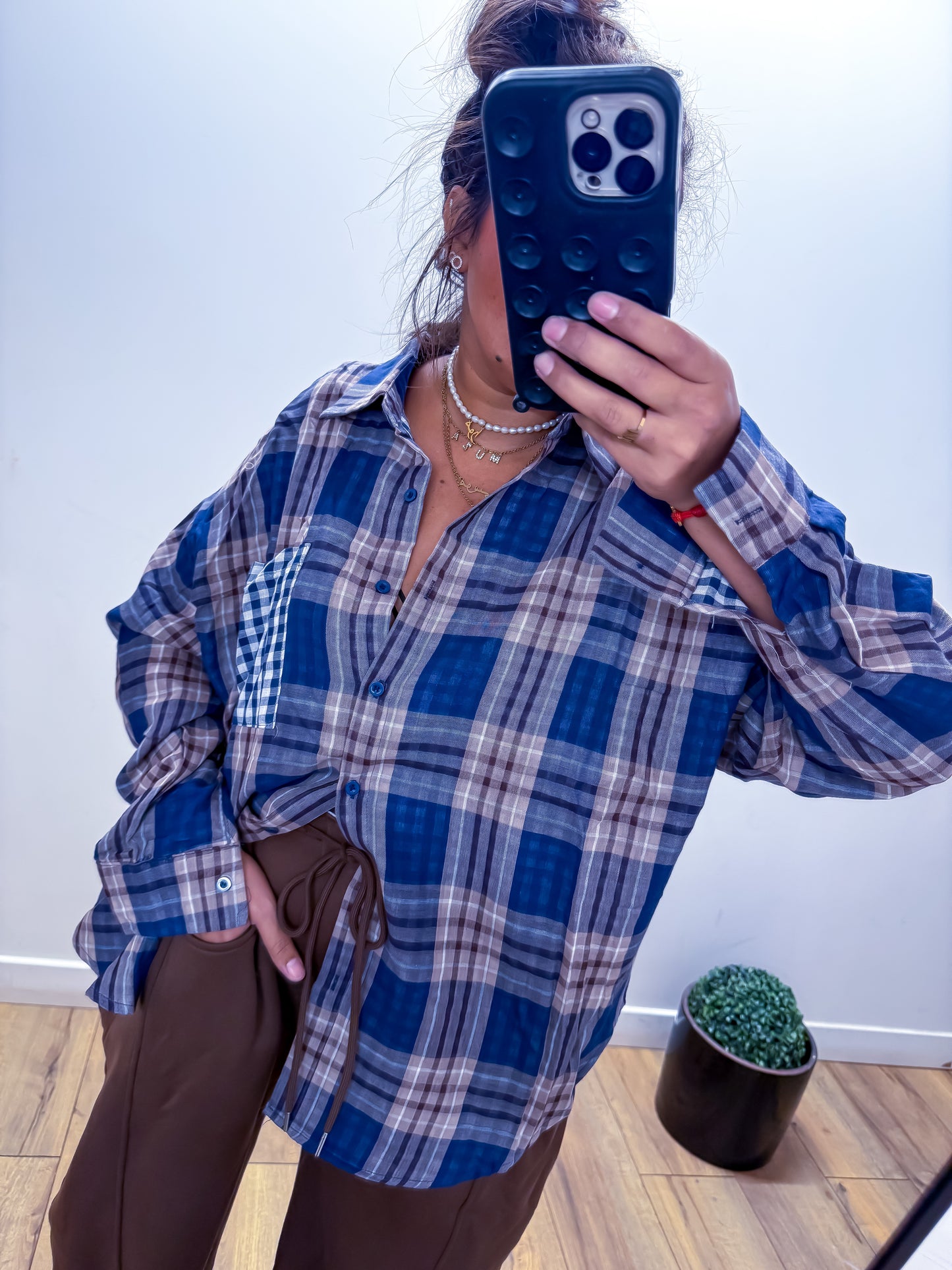 Chemise à Carreaux Oversize - Bleu