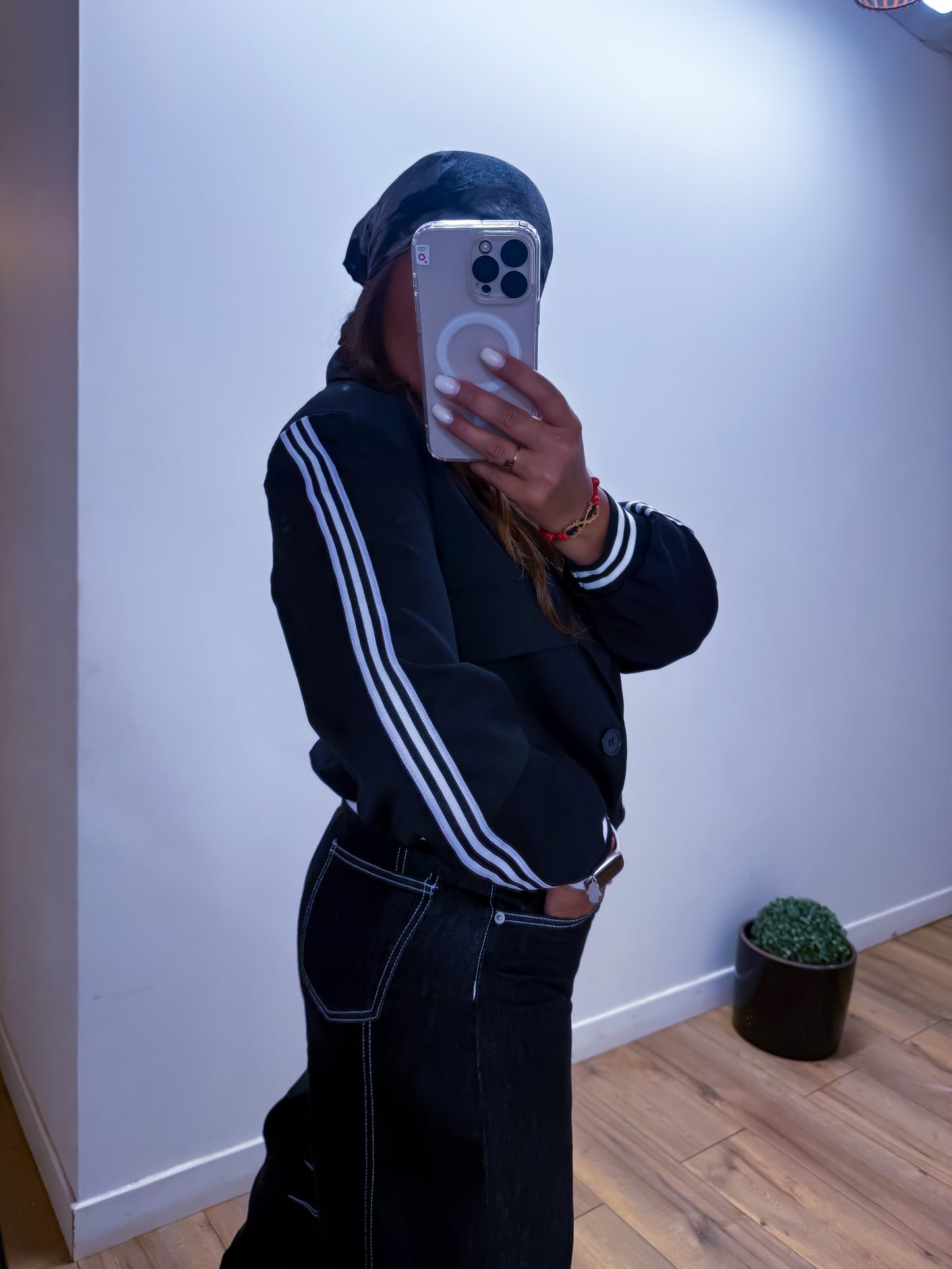 Blazer bombers Noir bande blanche structuré - Mûzâ paris