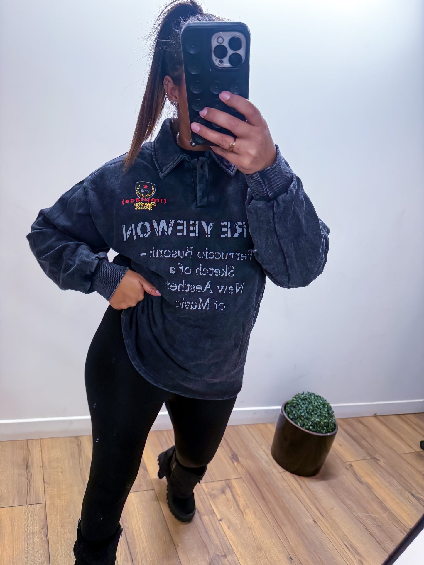 Pull col oversize imprimé