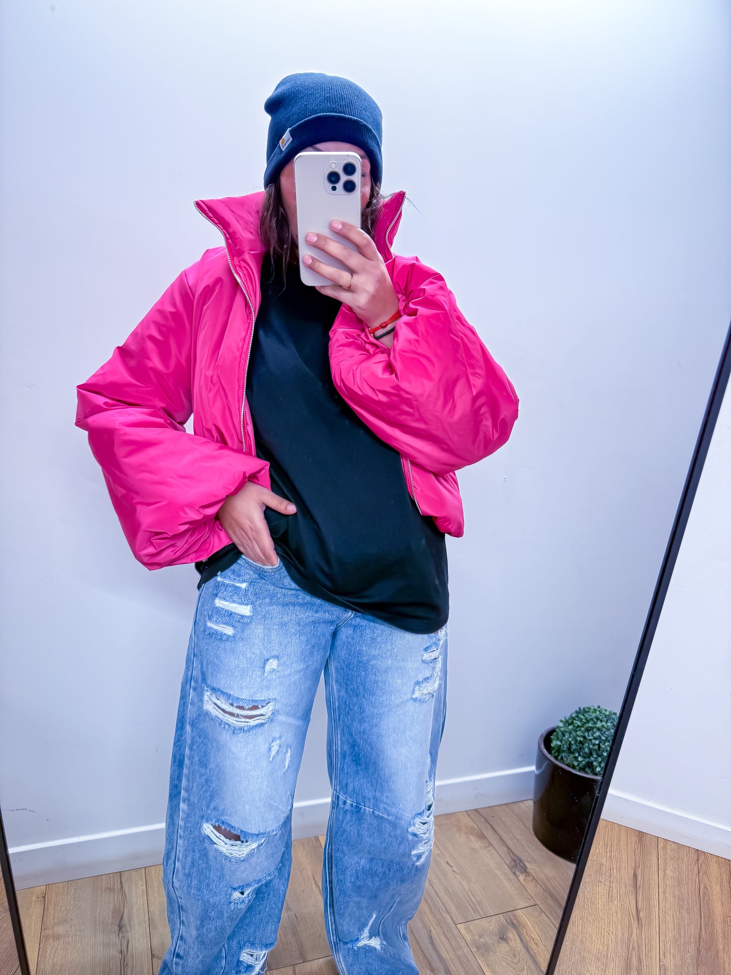 Veste Rembourrée Rose Fuchsia Oversize