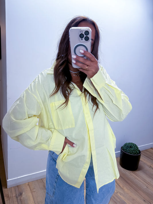 Chemise oversize jaune 100% coton taille unique 34-44 exclusivité Mûzâ