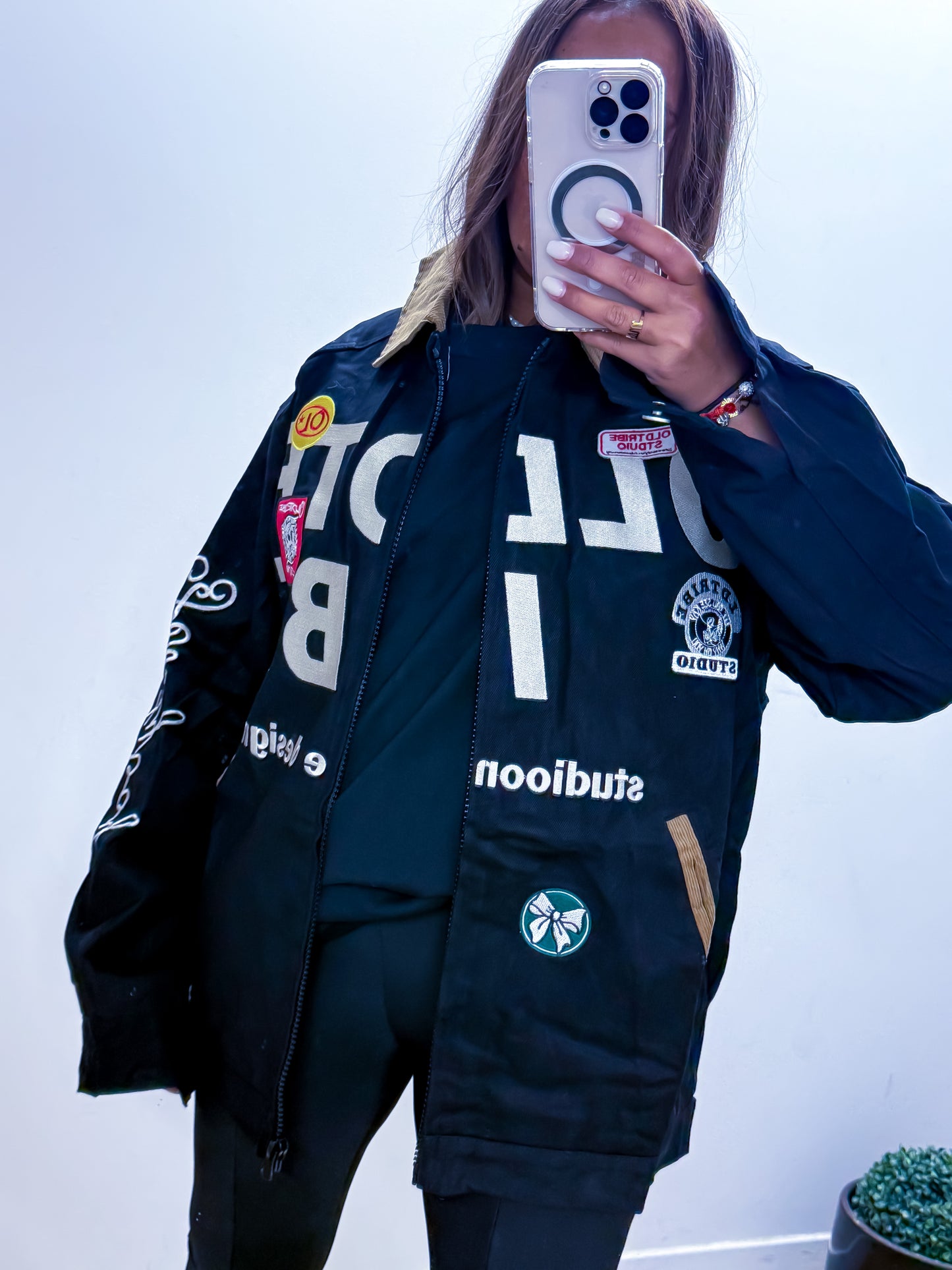 Veste en jean noir style bomber exclusivité Mûzâ