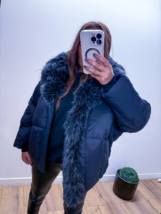 Doudoune fourrure synthétique Noir exclusivité Mûzâ - édition limitée -