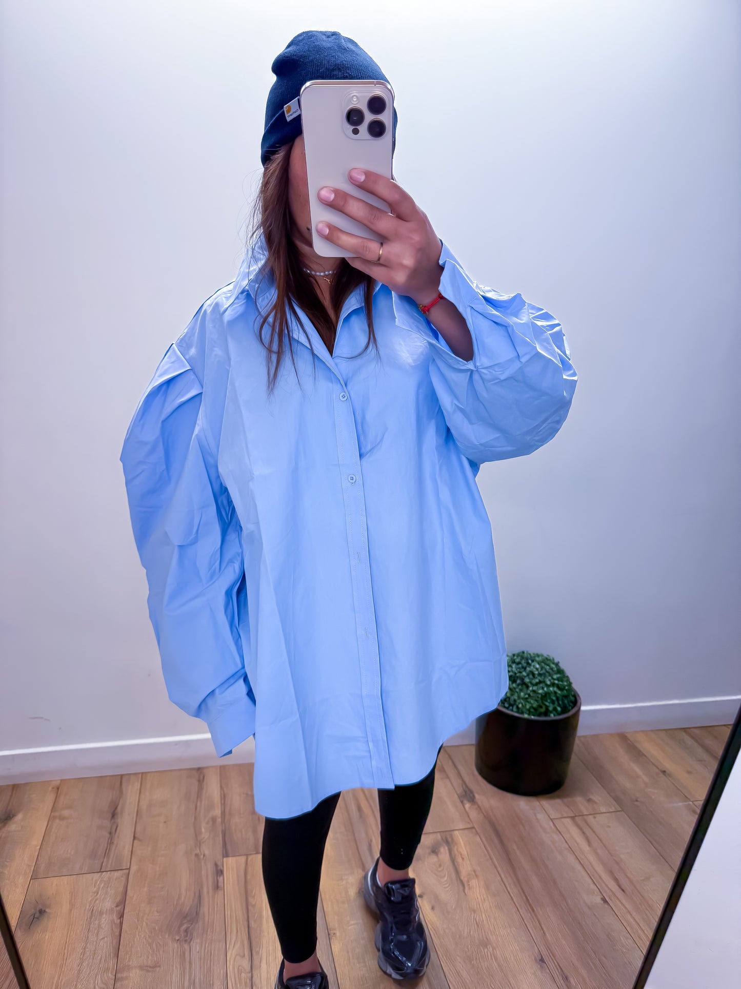 AETHER — Chemise Oversize Manches Ballon bleu