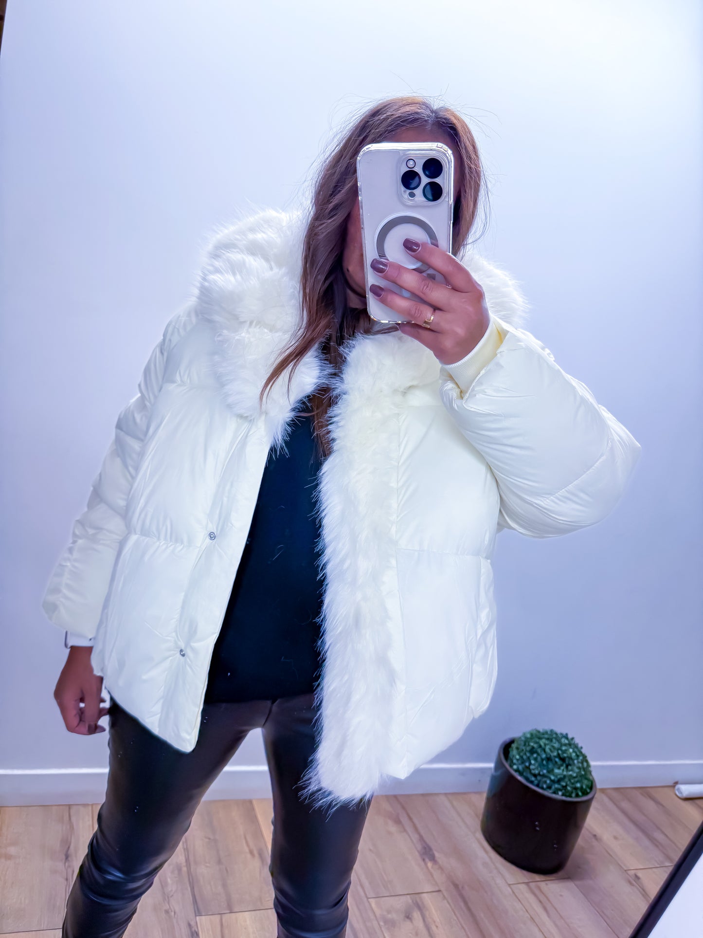 Doudoune fourrure synthétique blanche exclusivité Mûzâ - édition limitée -