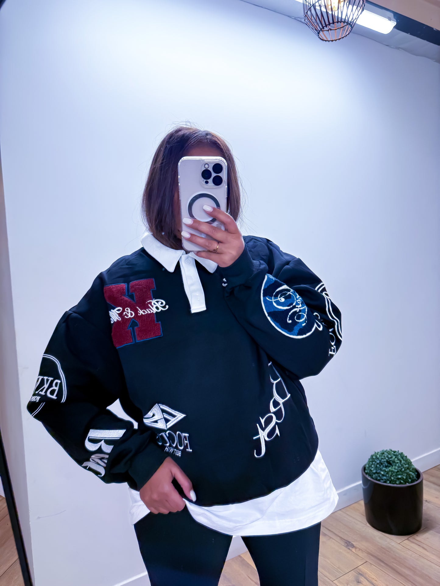 Pull col chemise intégré noir exclusivité Mûzâ