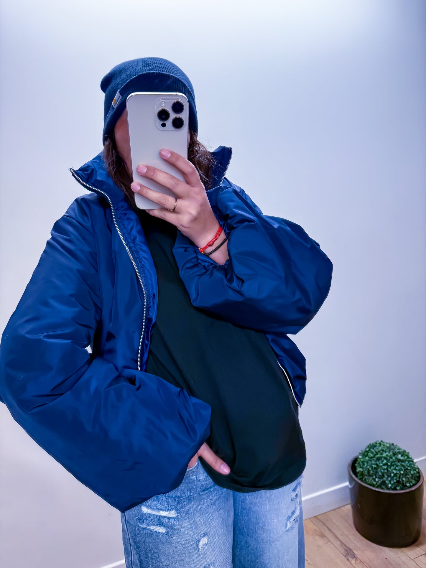 Veste Rembourrée Bleu Marine Oversize