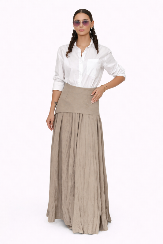 Jupe plissée beige